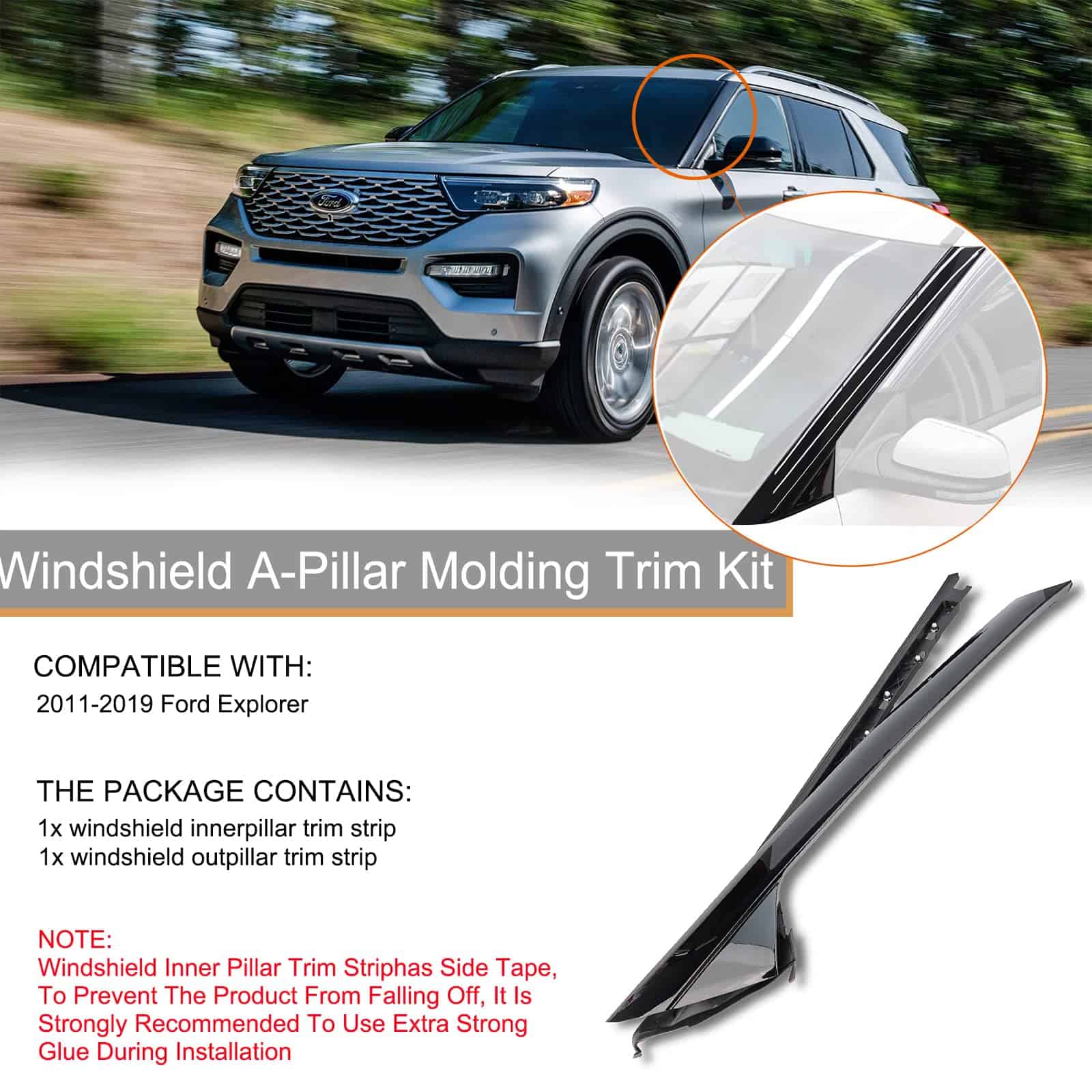 Kit de moldura para poste A del parabrisas, lado externo - Imagen 3