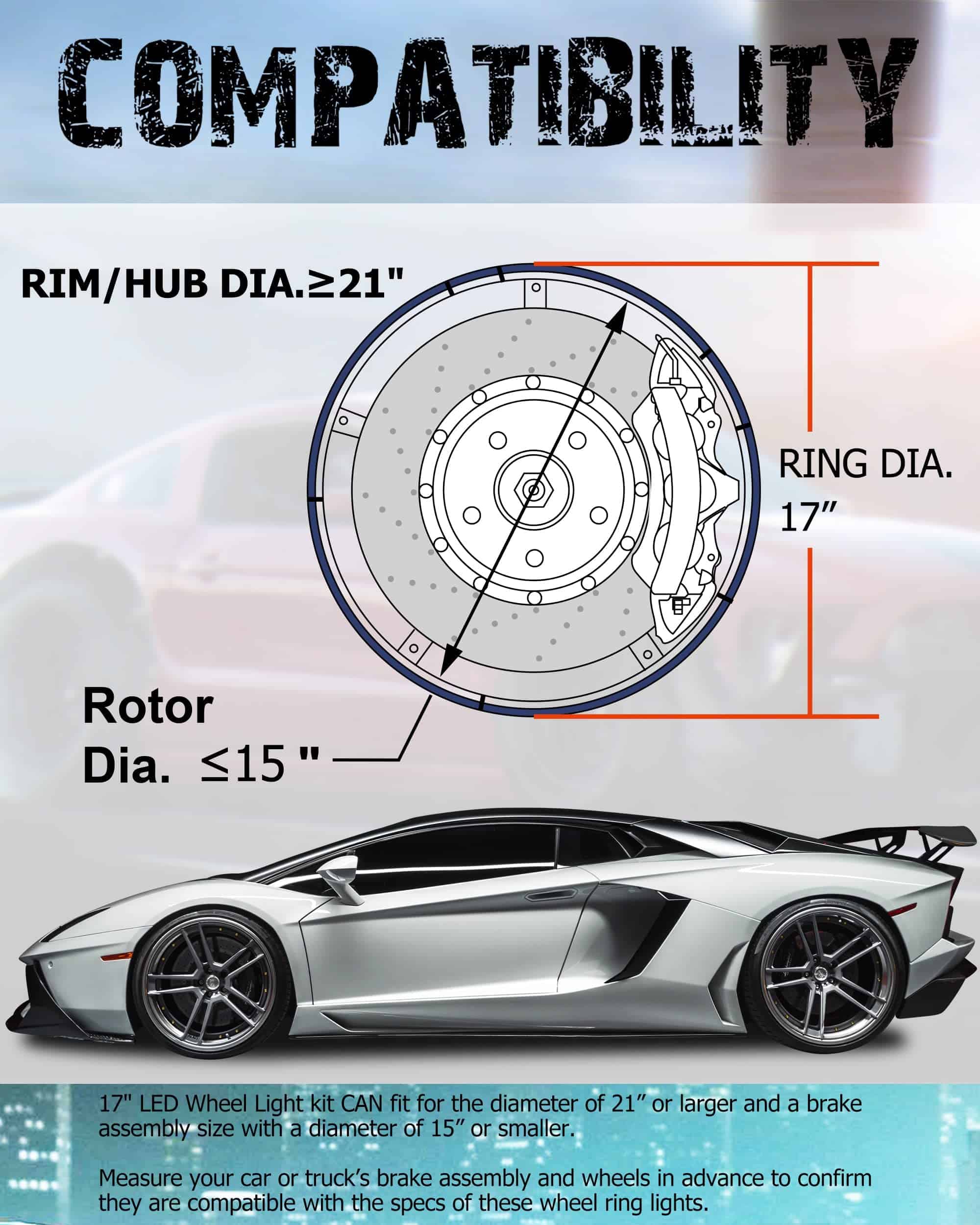 GOGOONE 4PCs Kit de Luces de Aro de Rueda RGB de 17” con - Imagen 8