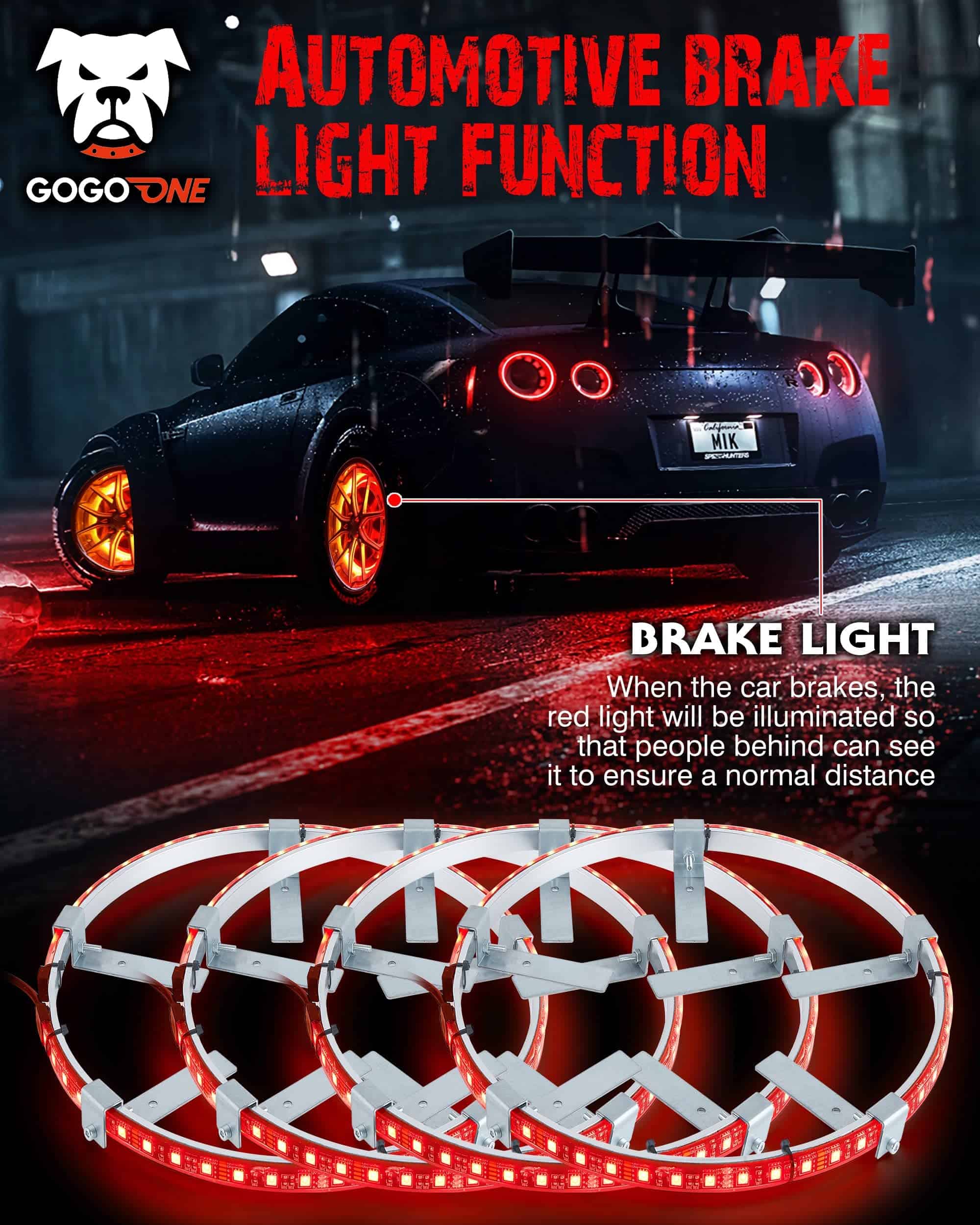 GOGOONE 4PCs Kit de Luces de Aro de Rueda RGB de 17” con - Imagen 6