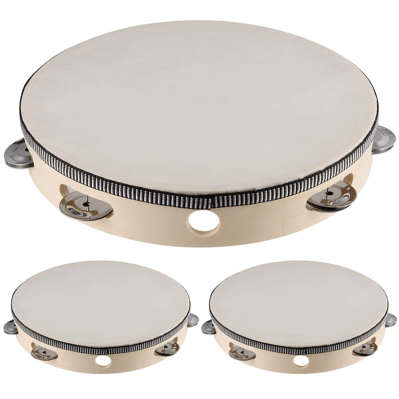 Paquete de 3 Tamborines de 10 Pulgadas para Adultos de
