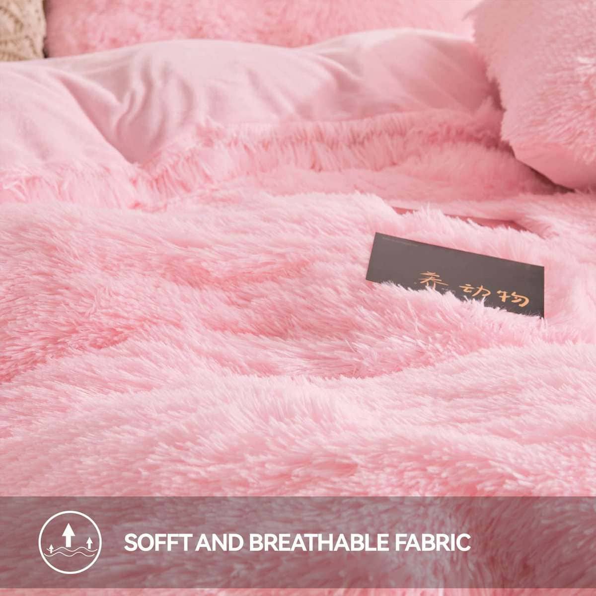 Juego de edredón de felpa rosada Besfunny Queen - 3 piezas - Imagen 7