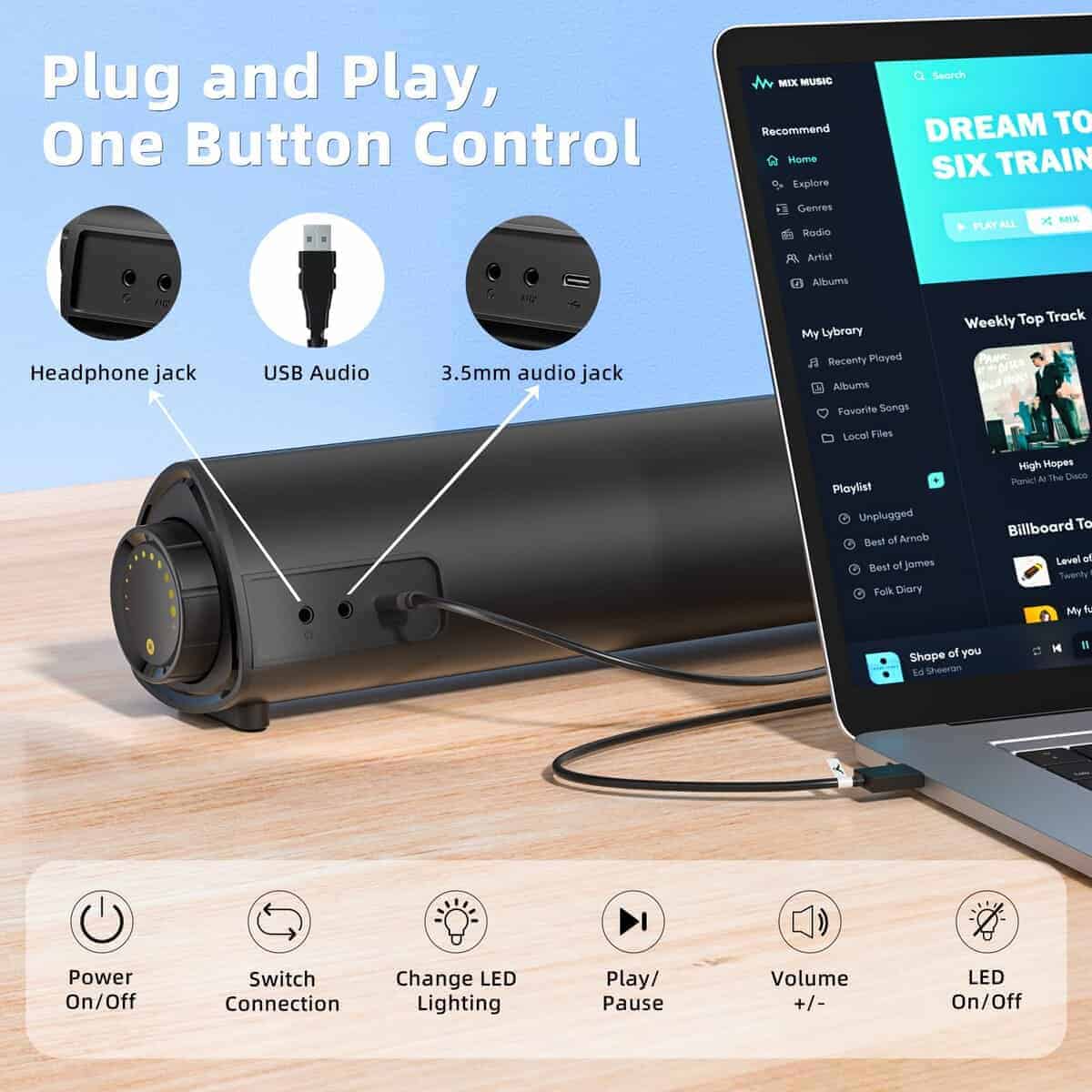 Altavoces de Ordenador Solo para PC de Escritorio, Barra de - Imagen 6