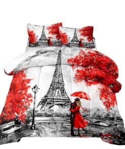 Edredón Estampado de la Torre Eiffel de París, Hoja de Arce