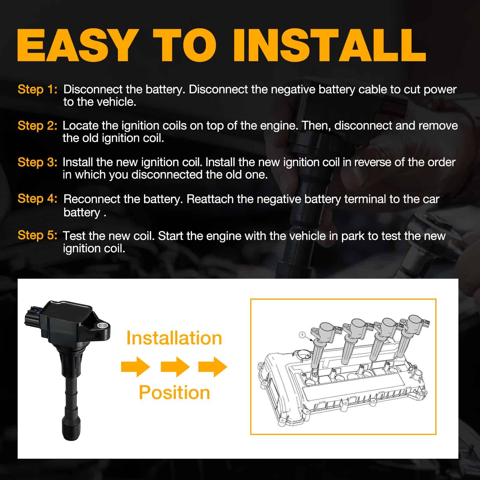 Conjunto de 6 bobinas de encendido BDFHYK UF550 Compatible - Imagen 7