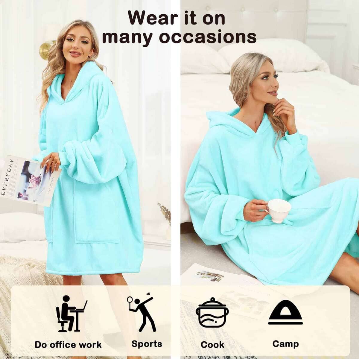 Kipswiza Manta con Capucha Ligera, Manta Suave de Franela - Imagen 6