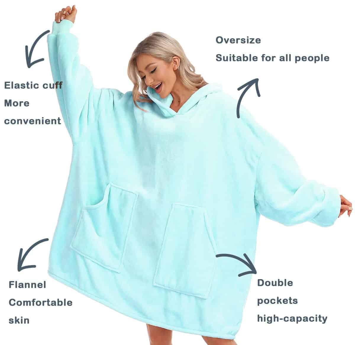 Kipswiza Manta con Capucha Ligera, Manta Suave de Franela - Imagen 3