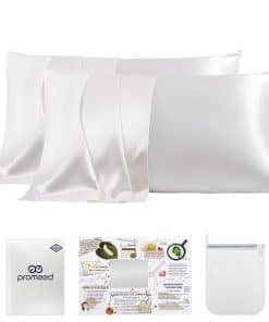 Funda de Almohada de Seda Blanca PROMEED 2 Pack para