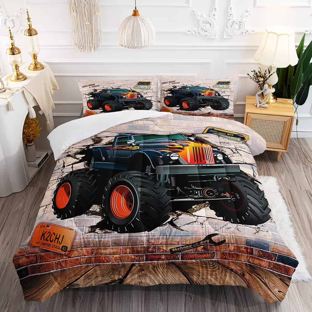 Colcha impresa para camión todoterreno 3D DYcolor, 3 piezas