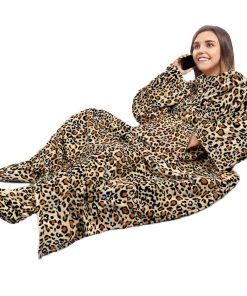 Manta Sherpa PAVILIA con Mangas, Bolsillo -Guepardo