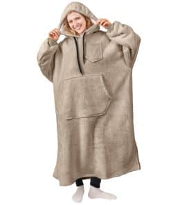 Manta con capucha PAVILIA para mujeres color beige, manta