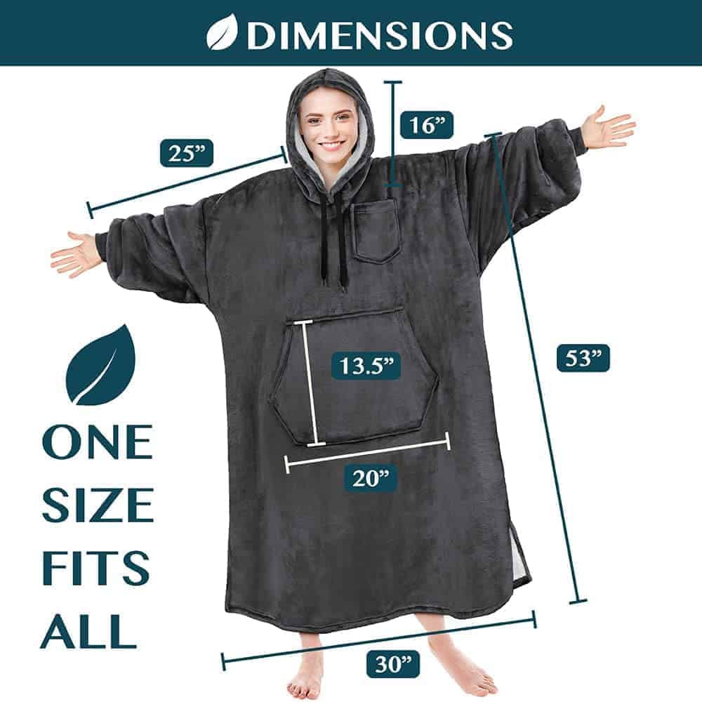 Manta con capucha PAVILIA para mujeres Gris, Manta usable - Imagen 8