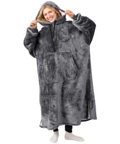 Manta con capucha PAVILIA para mujeres Gris, Manta usable