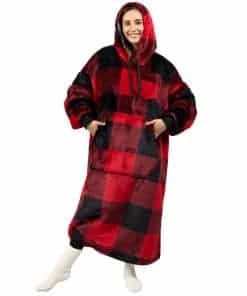 Manta con capucha PAVILIA para Mujer Roja, Manta Sherpa