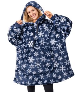 Manta con capucha PAVILIA para mujeres azul, manta wearable