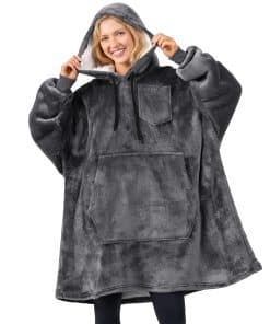 Manta con capucha PAVILIA para mujeres en gris, manta