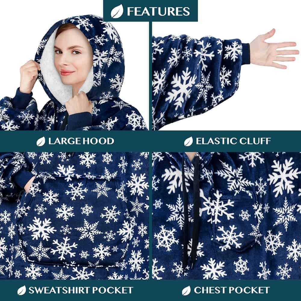 Manta con Capucha PAVILIA para Mujeres Azul, Manta con - Imagen 4