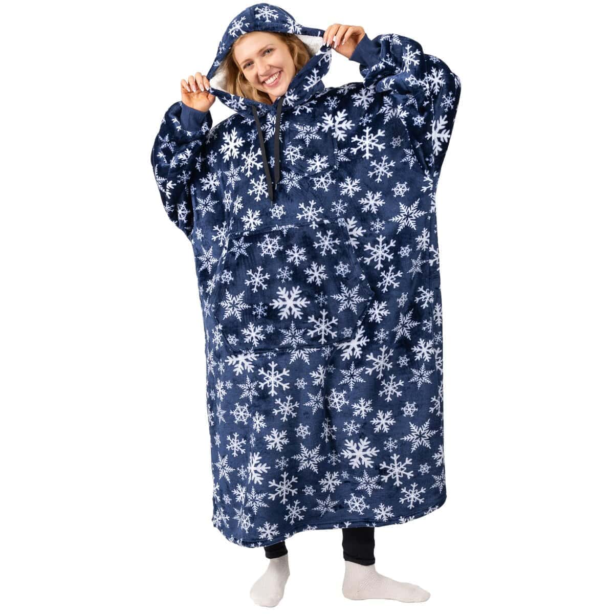 Manta con Capucha PAVILIA para Mujeres Azul, Manta con