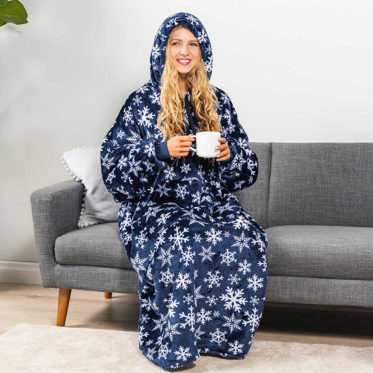 Manta con Capucha PAVILIA para Mujeres Azul, Manta con - Imagen 7