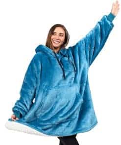 Manta con capucha PAVILIA para mujeres en azul turquesa,