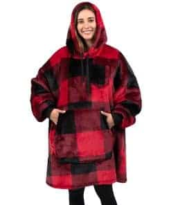 Manta con Capucha PAVILIA para Mujeres Roja, Manta Ponible