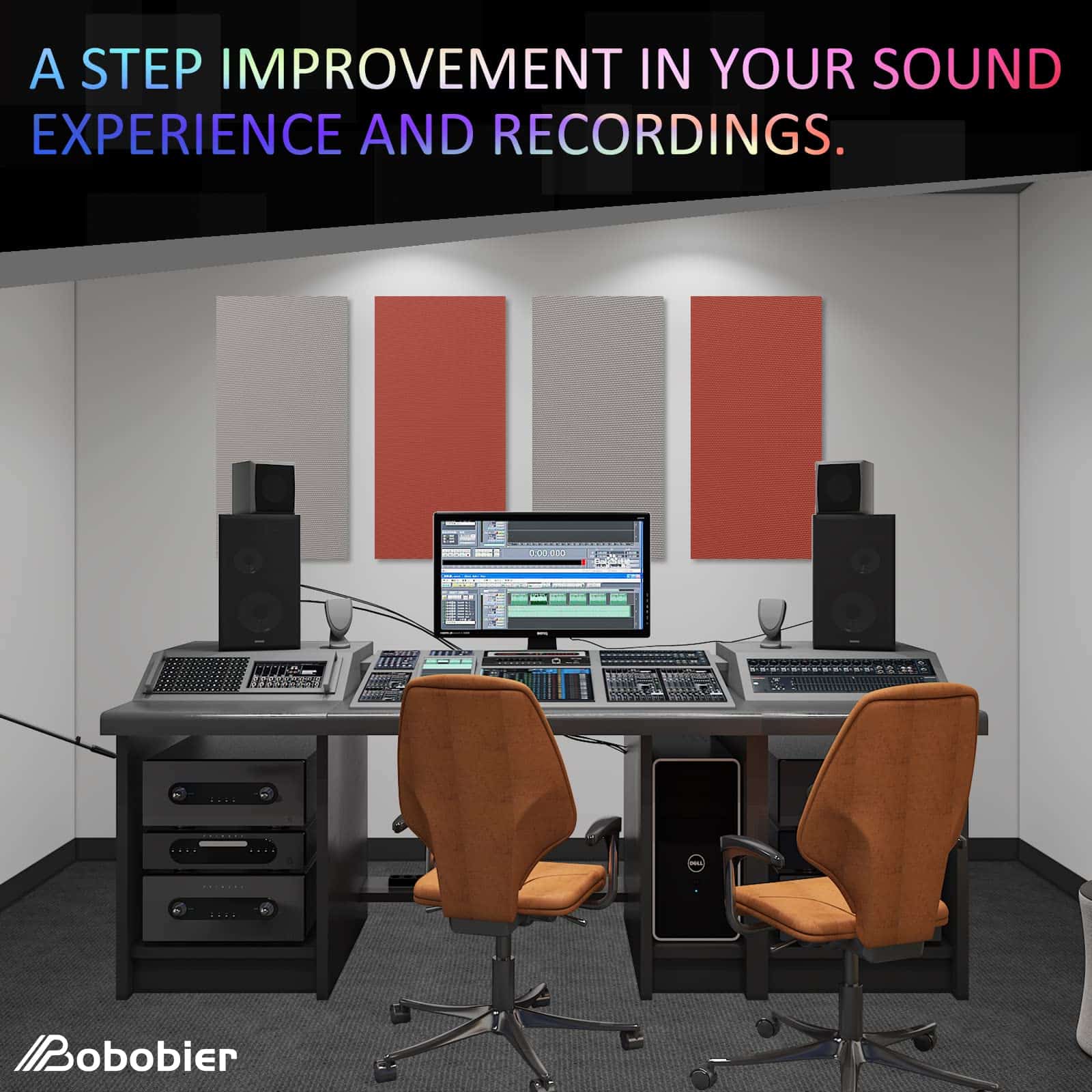 Panel Acústico BOBOBIER, Paquete de 2 Paneles de 24x12x2 - Imagen 3