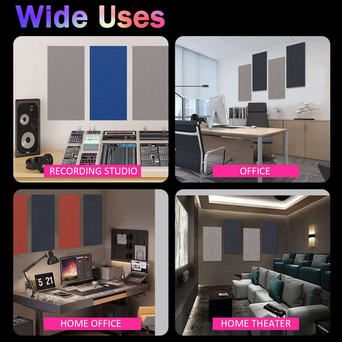 Panel Acústico BOBOBIER, Paquete de 2 Paneles de 24x12x2 - Imagen 7