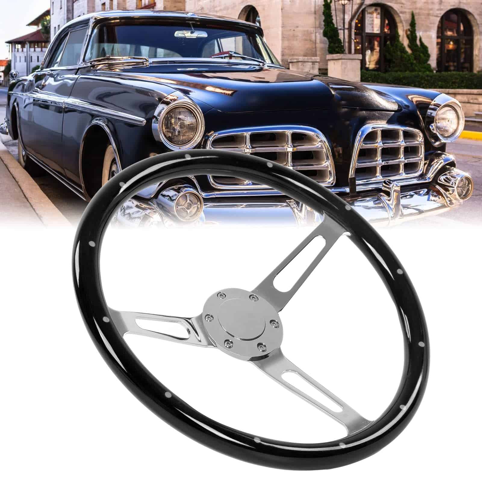 Volante Clásico, 380mm/15in Universal Volante de Madera con - Imagen 6