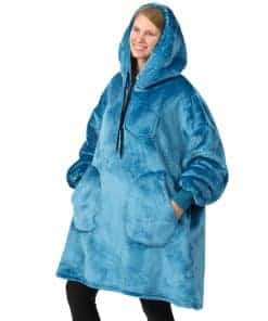 Manta con capucha PAVILIA para mujer, azul turquesa, manta