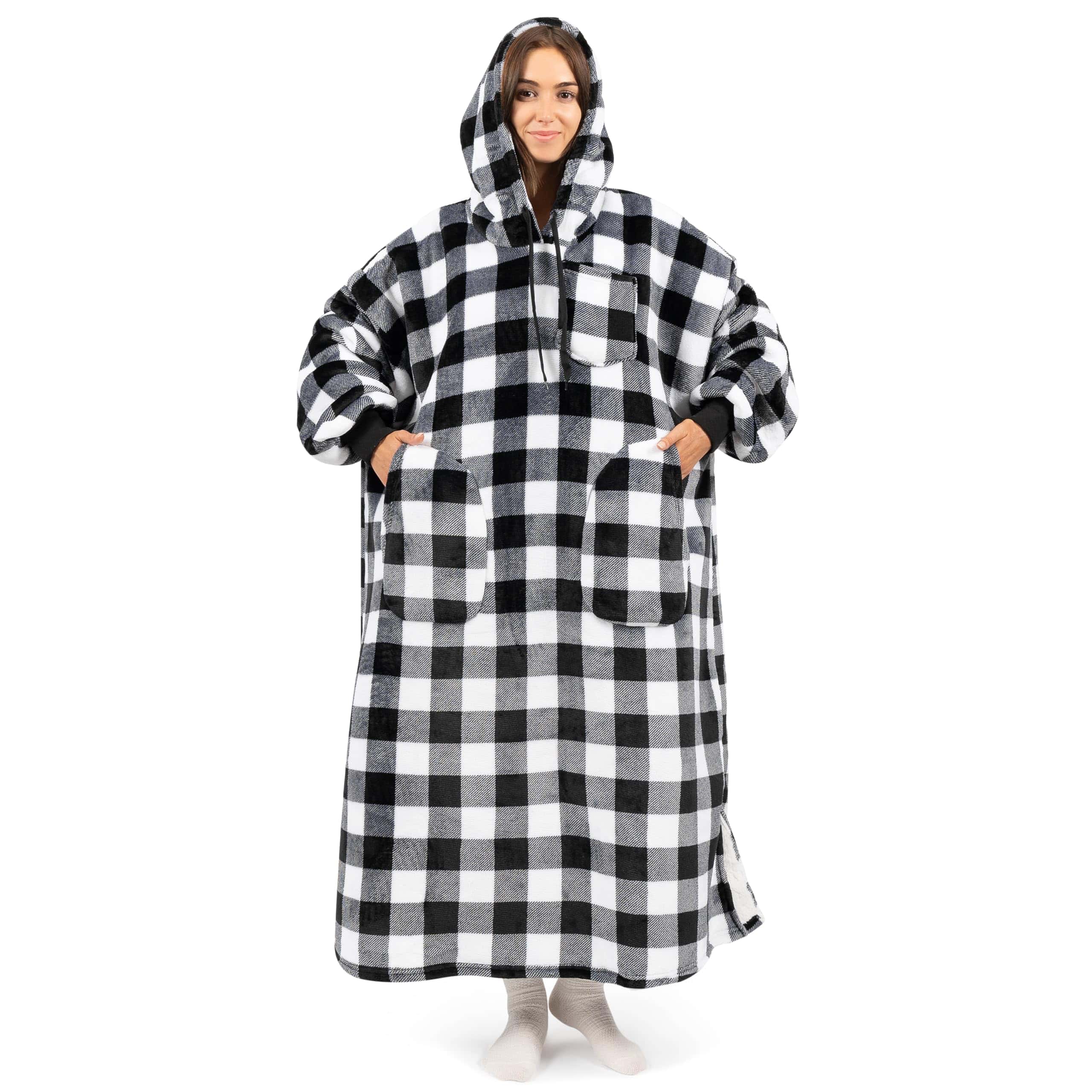 Manta con capucha PAVILIA para mujeres blanco, Manta