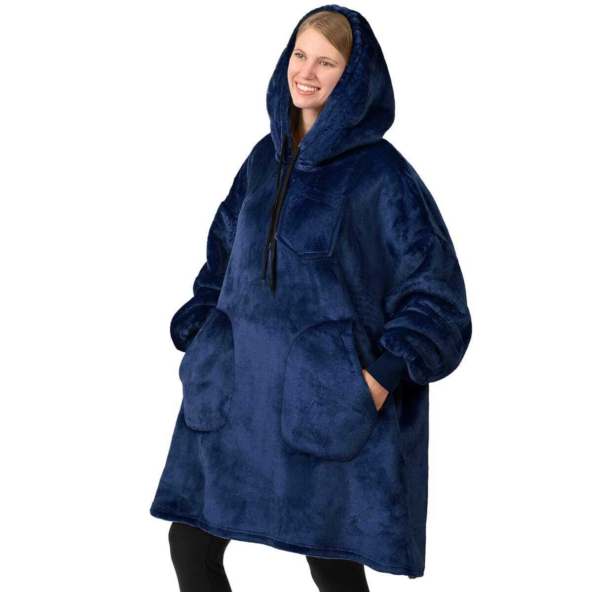 Manta con capucha PAVILIA para mujeres Azul Marino, Manta