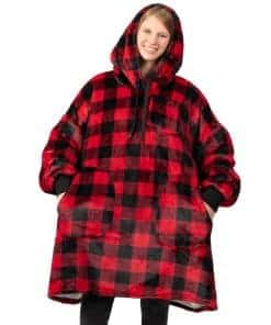 Manta con capucha PAVILIA para mujeres Roja, Manta ponible