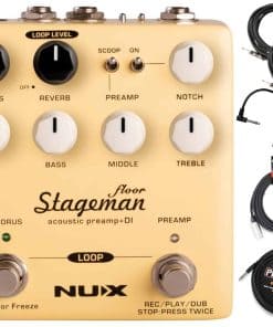 NUX Stageman Floor Acoustic Preamp/DI Pedal Bundle con 2