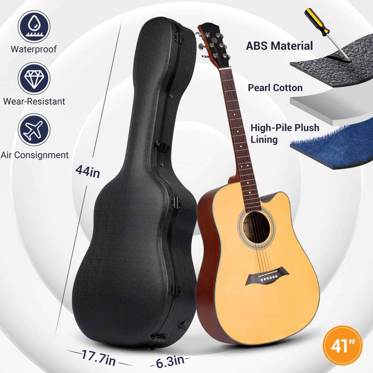 Estuche resistente para guitarra acústica CAHAYA de 41 - Imagen 7