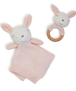 Set de Conejito de Punto y Sonajero para Bebé de Two's