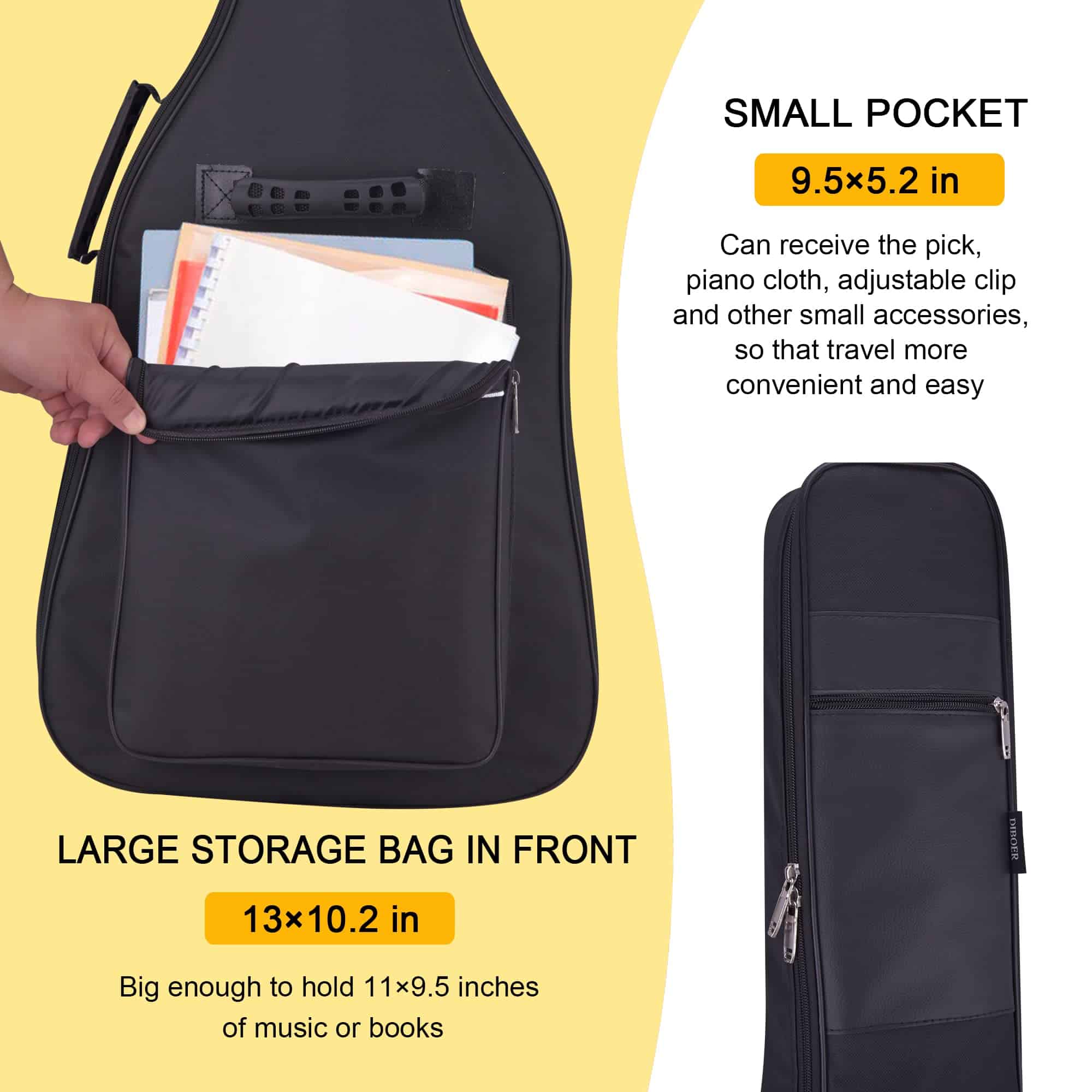 Estuche de guitarra acústica diboer de 3/4 tamaño de 36 - Imagen 5