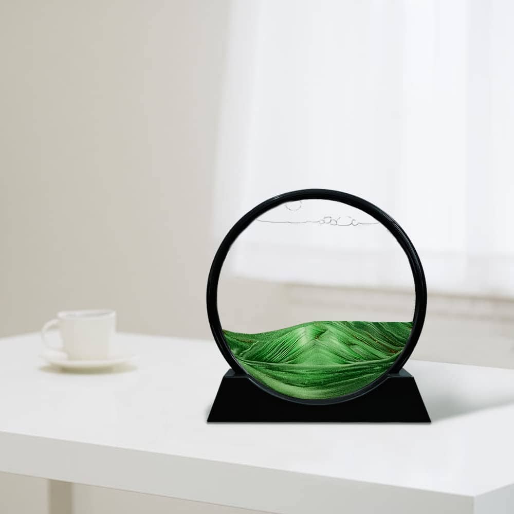 Cuadro de arte de arena en movimiento en vidrio redondo 3D - Imagen 7