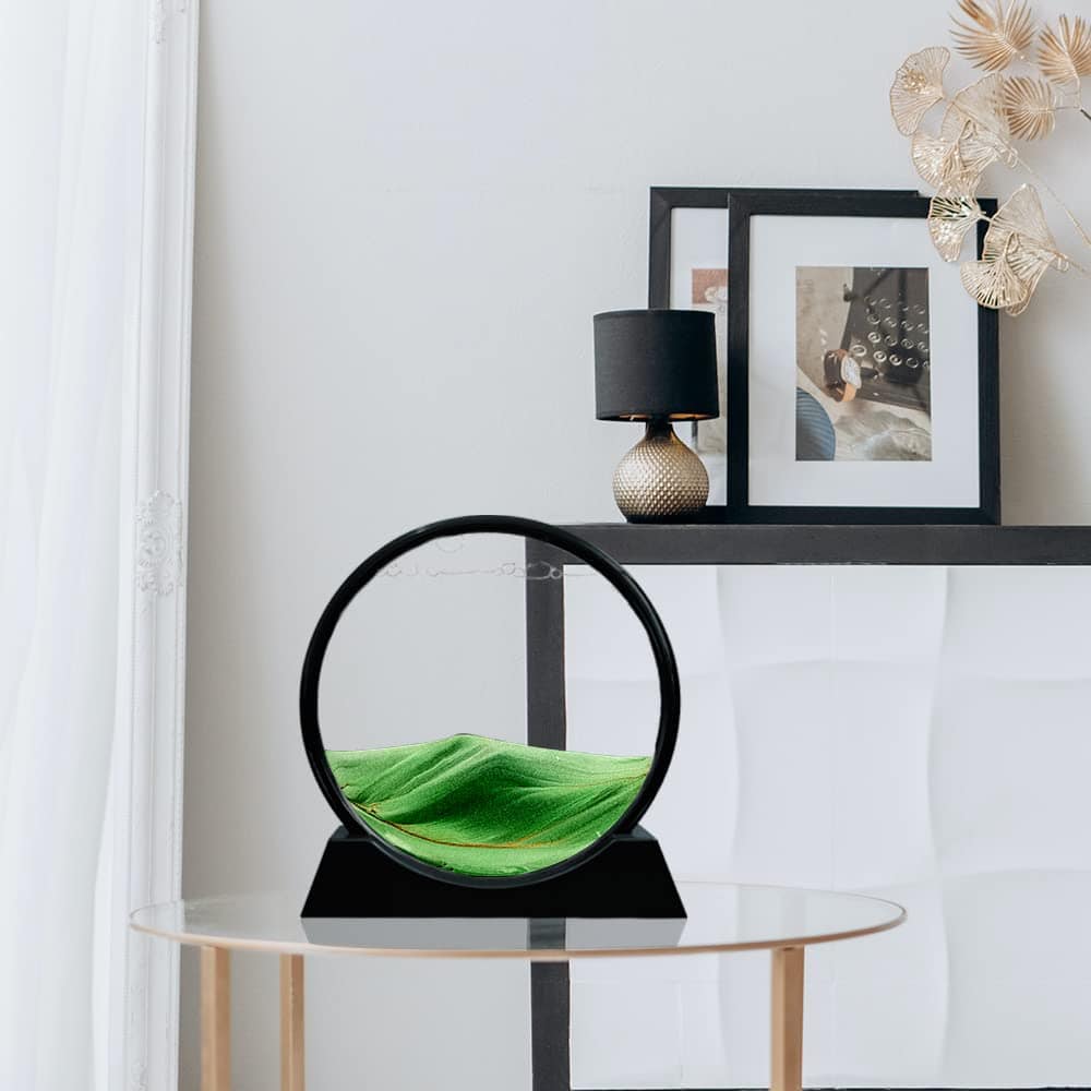 Cuadro de arte de arena en movimiento en vidrio redondo 3D - Imagen 5