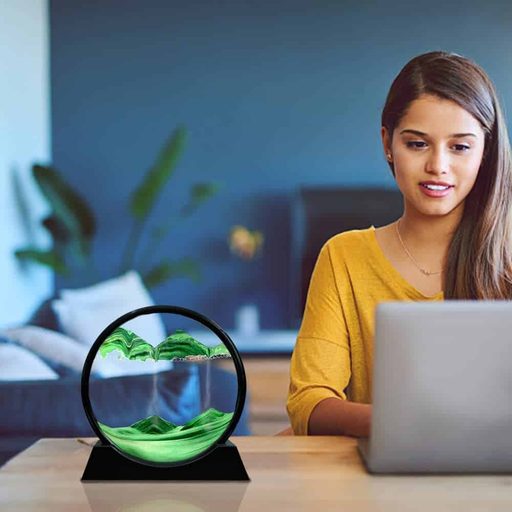 Cuadro de arte de arena en movimiento en vidrio redondo 3D - Imagen 6