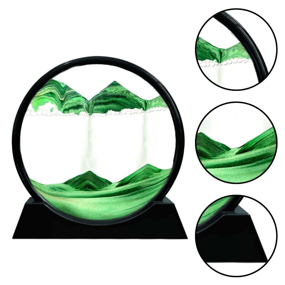 Cuadro de arte de arena en movimiento en vidrio redondo 3D - Imagen 4