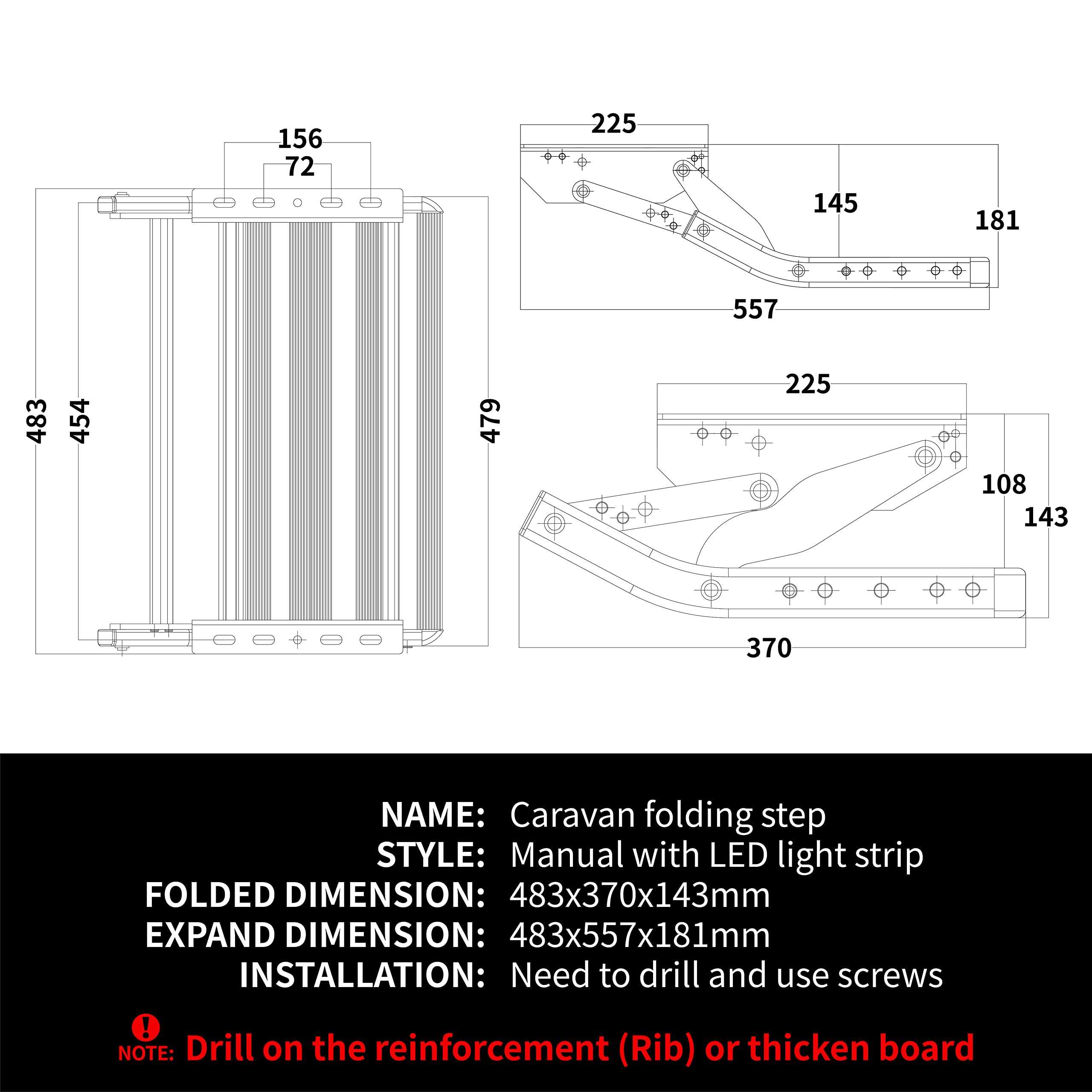 Escalón manual plegable de aleación de aluminio con luz - Imagen 6