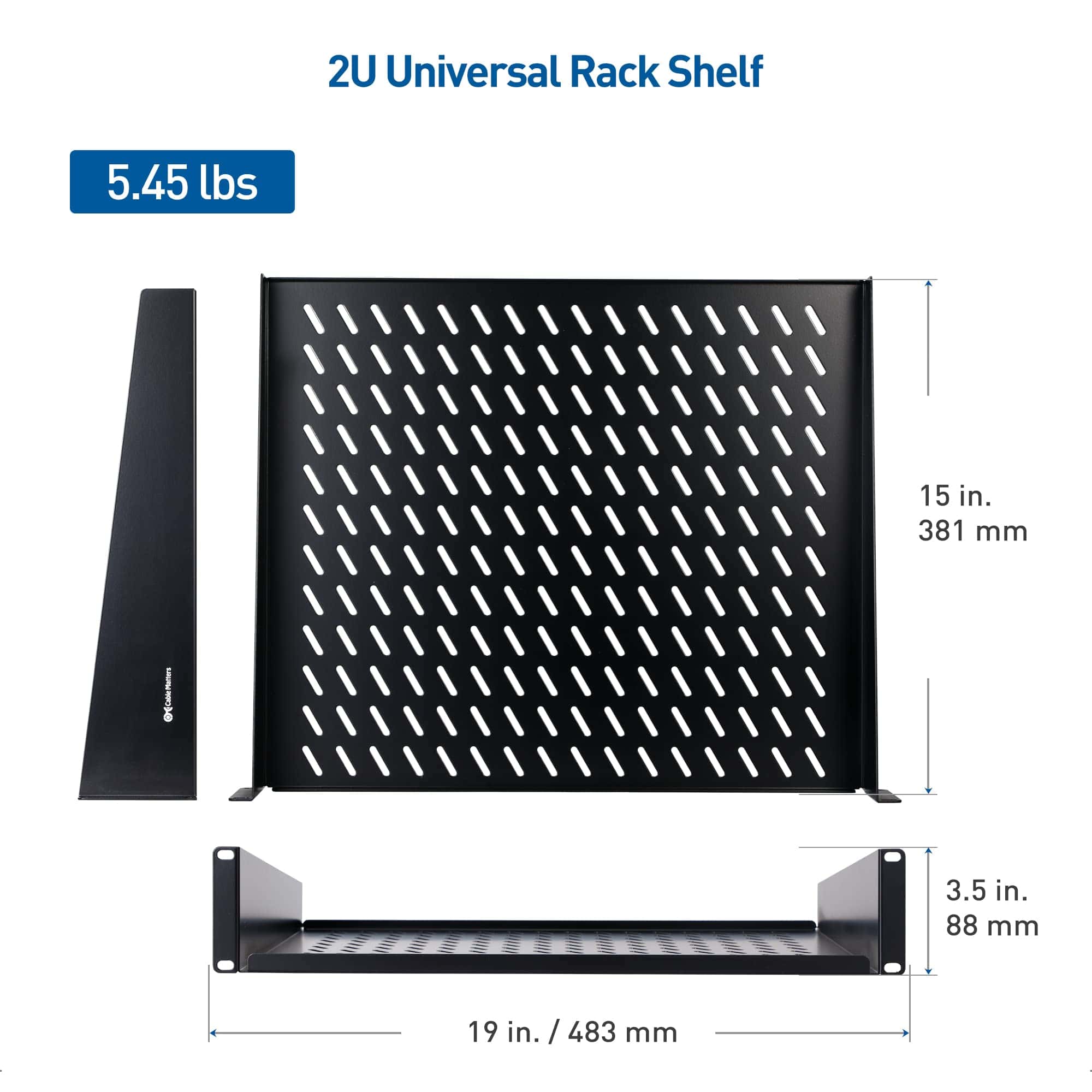 Repisa de servidor de 2U de Cable Matters para rack de 19" - Imagen 8
