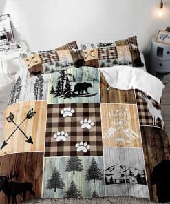 Juego de Funda Nórdica 3 Piezas Oso Negro Alce Ciervo,