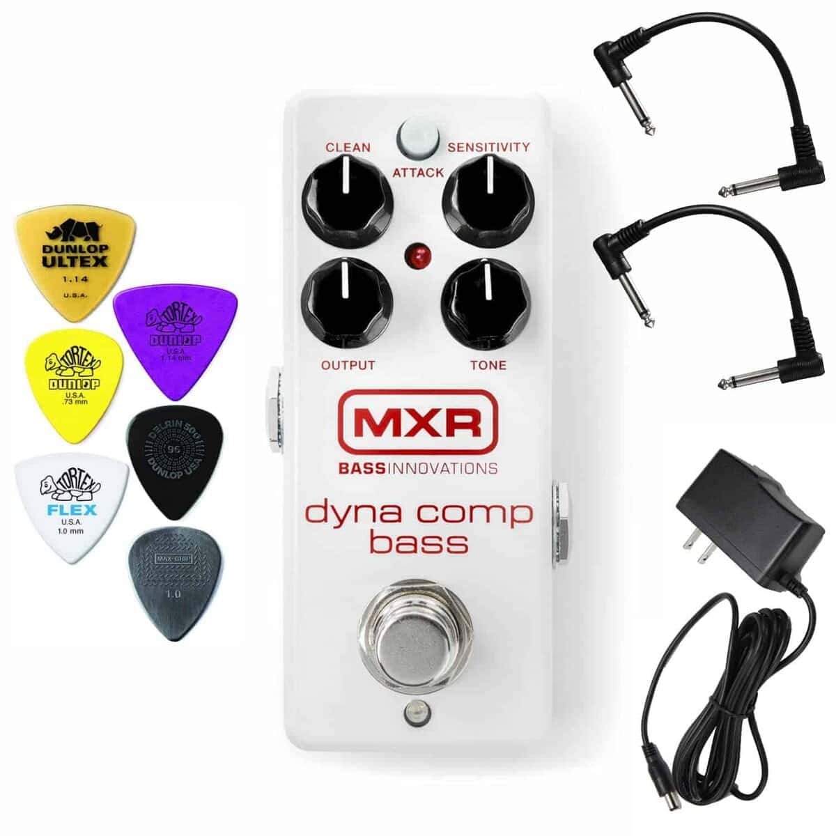 Briskdrop MXR M282 Bass Dyna Comp Mini Paquete con 2 Cables