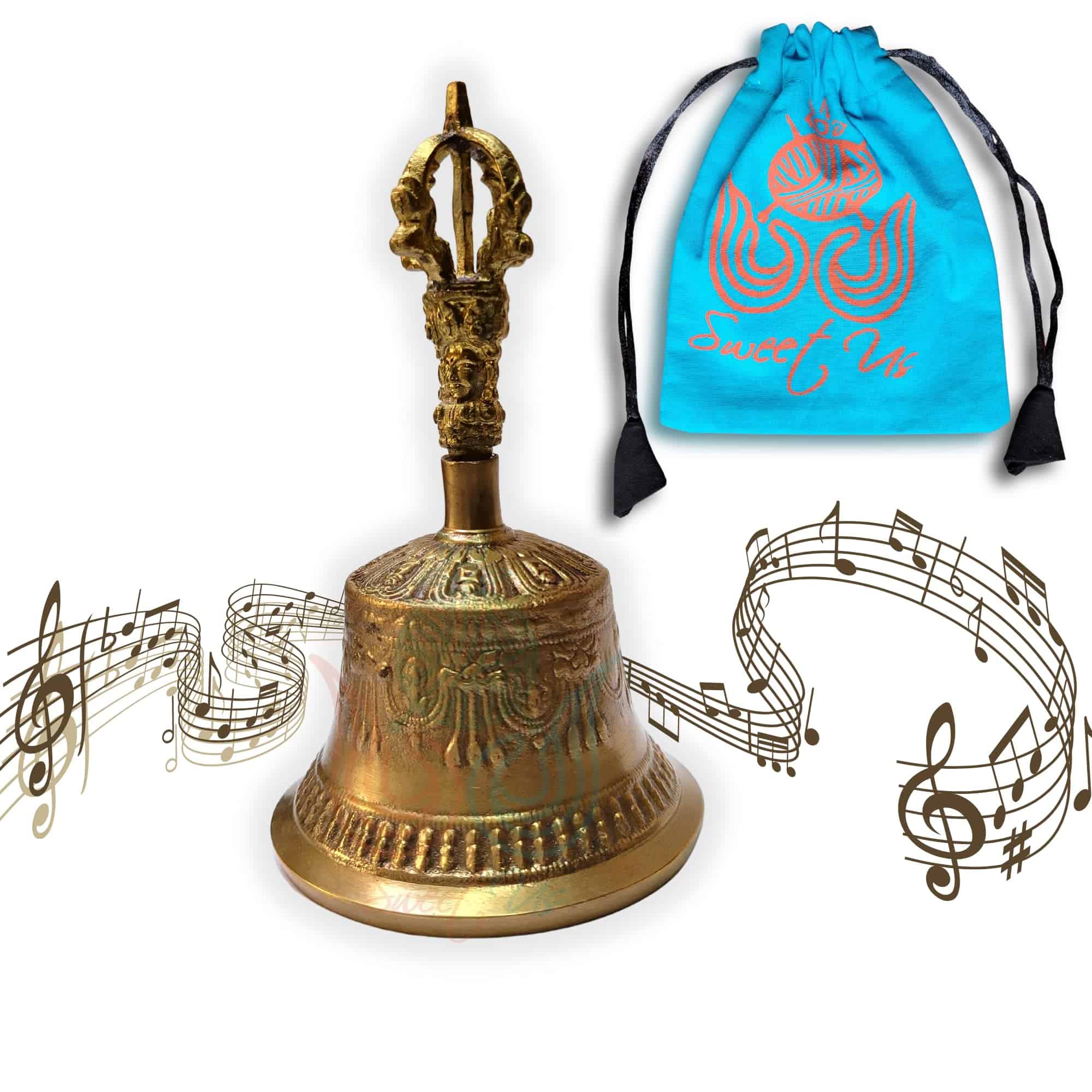 Campana de Mano Sólida y Resistente de Latón Antiguo Sweet
