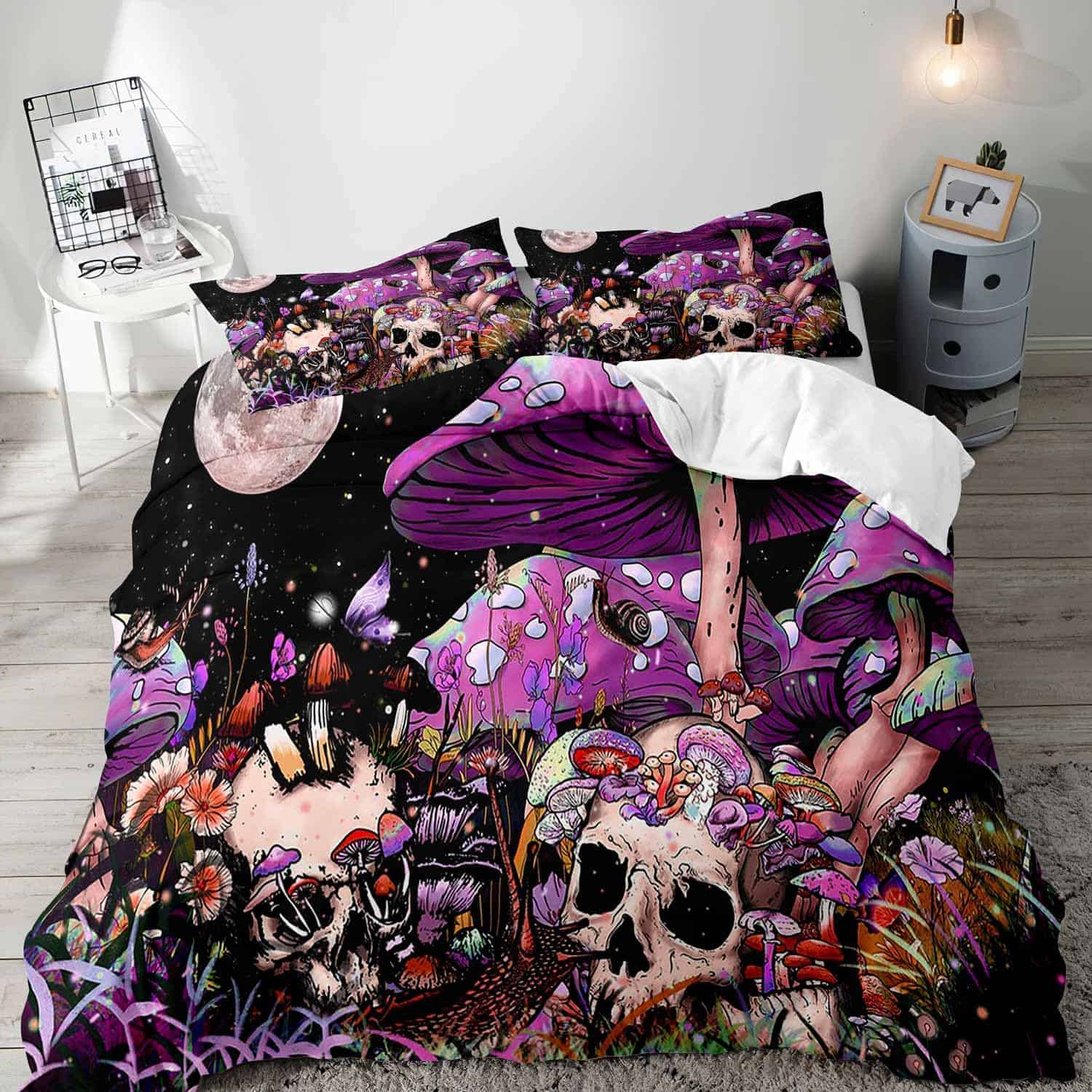 Juego de Cama de Hongo de 3 Piezas, Funda de Edredón de