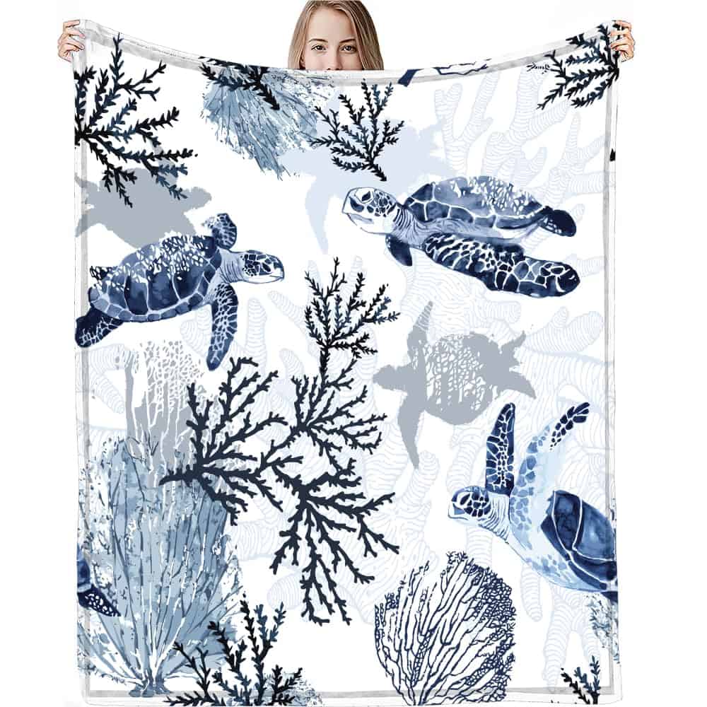 Manta de felpa con estampado de tortugas marinas Mundo