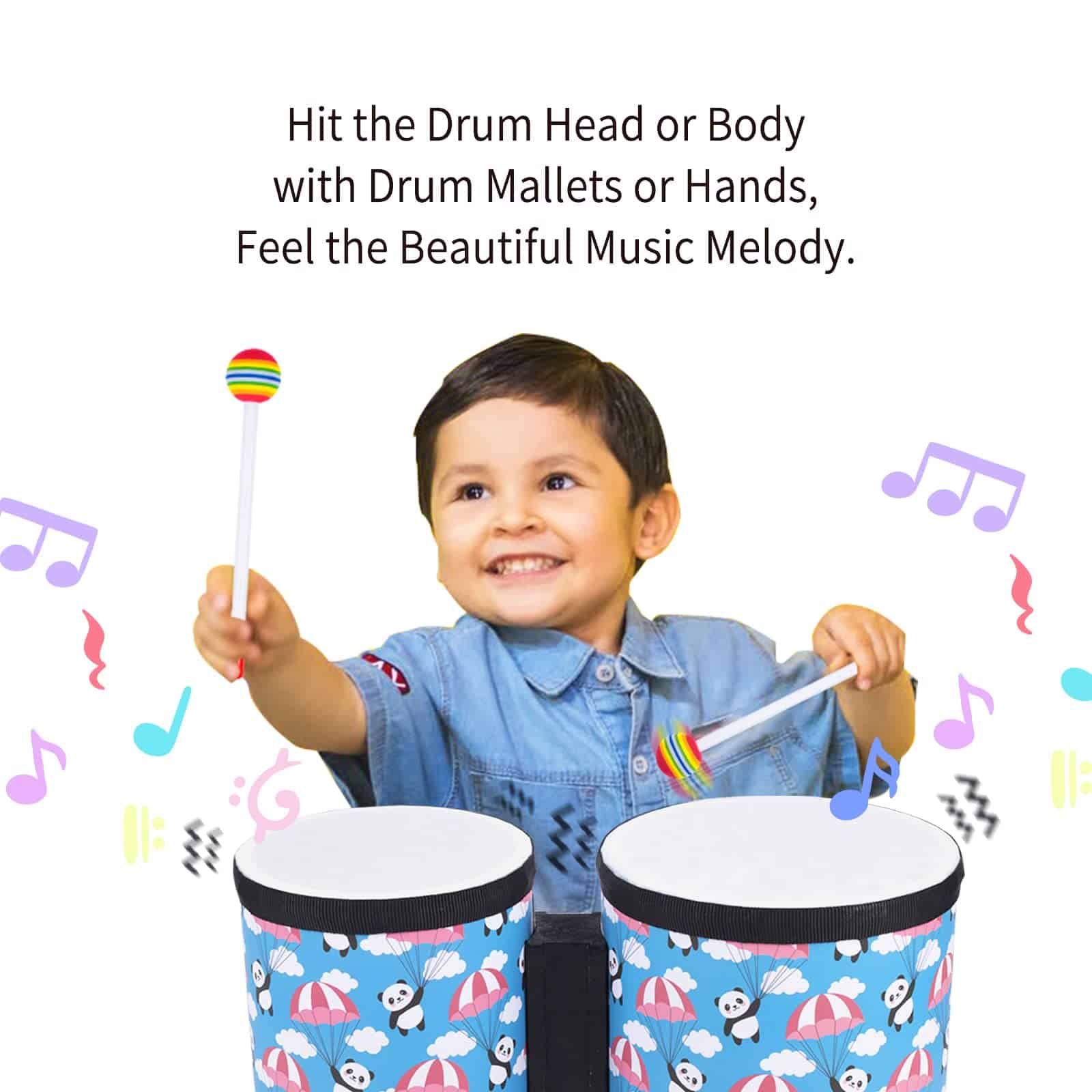 Set de tambores de suelo bongo para niños: Instrumento de - Imagen 6