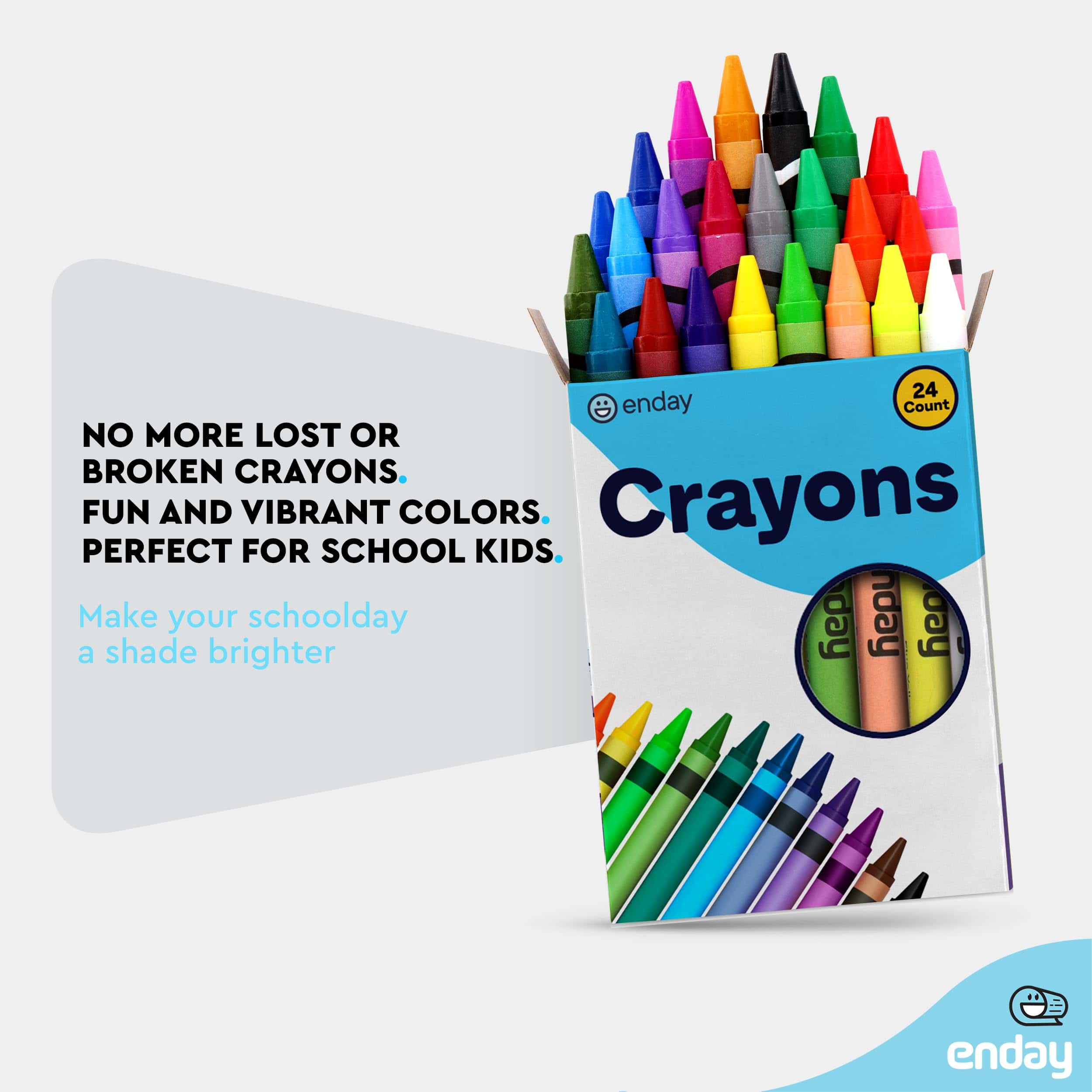 Crayones Enday 24 unidades, Caja de Crayones para Niños, - Imagen 4