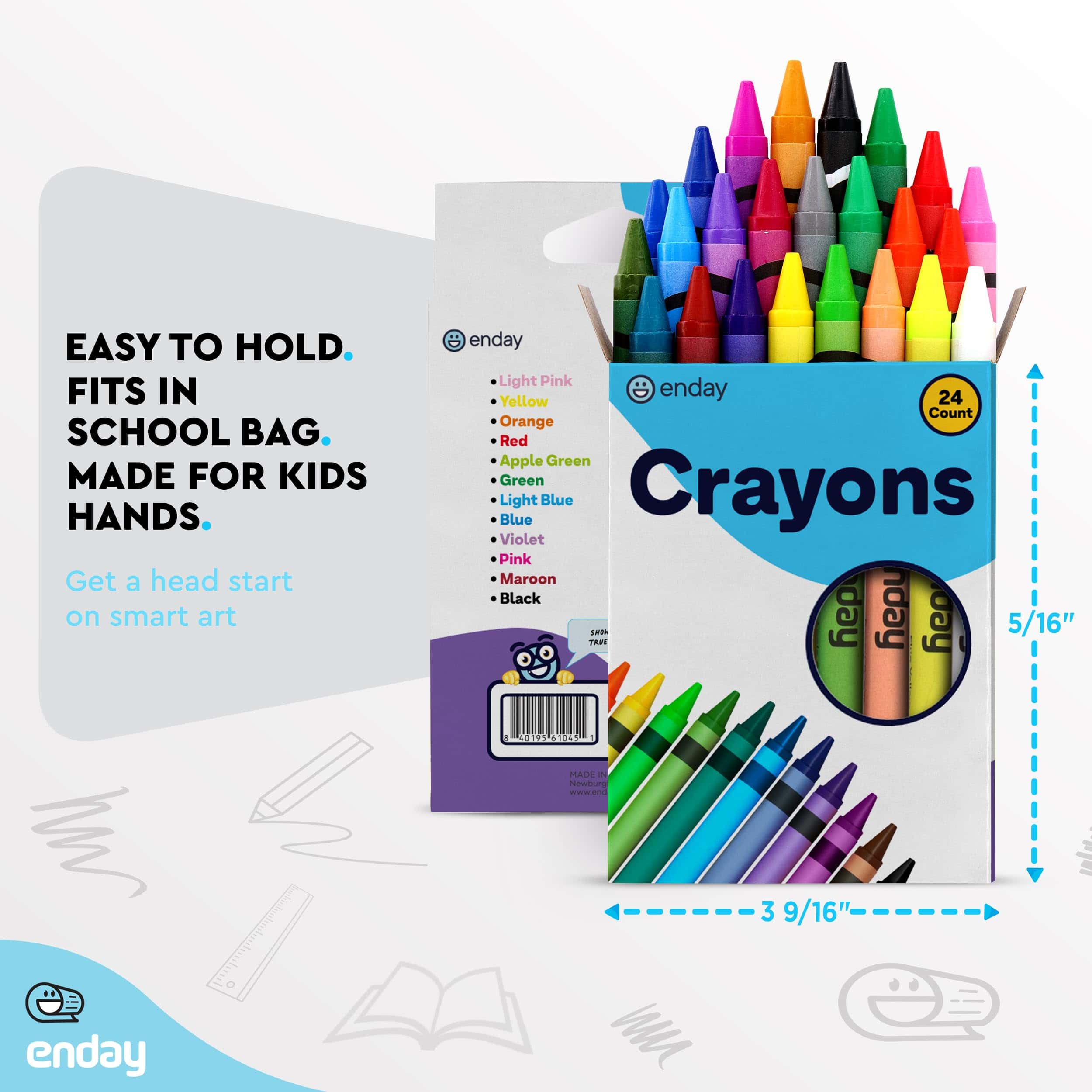 Crayones Enday 24 unidades, Caja de Crayones para Niños, - Imagen 5