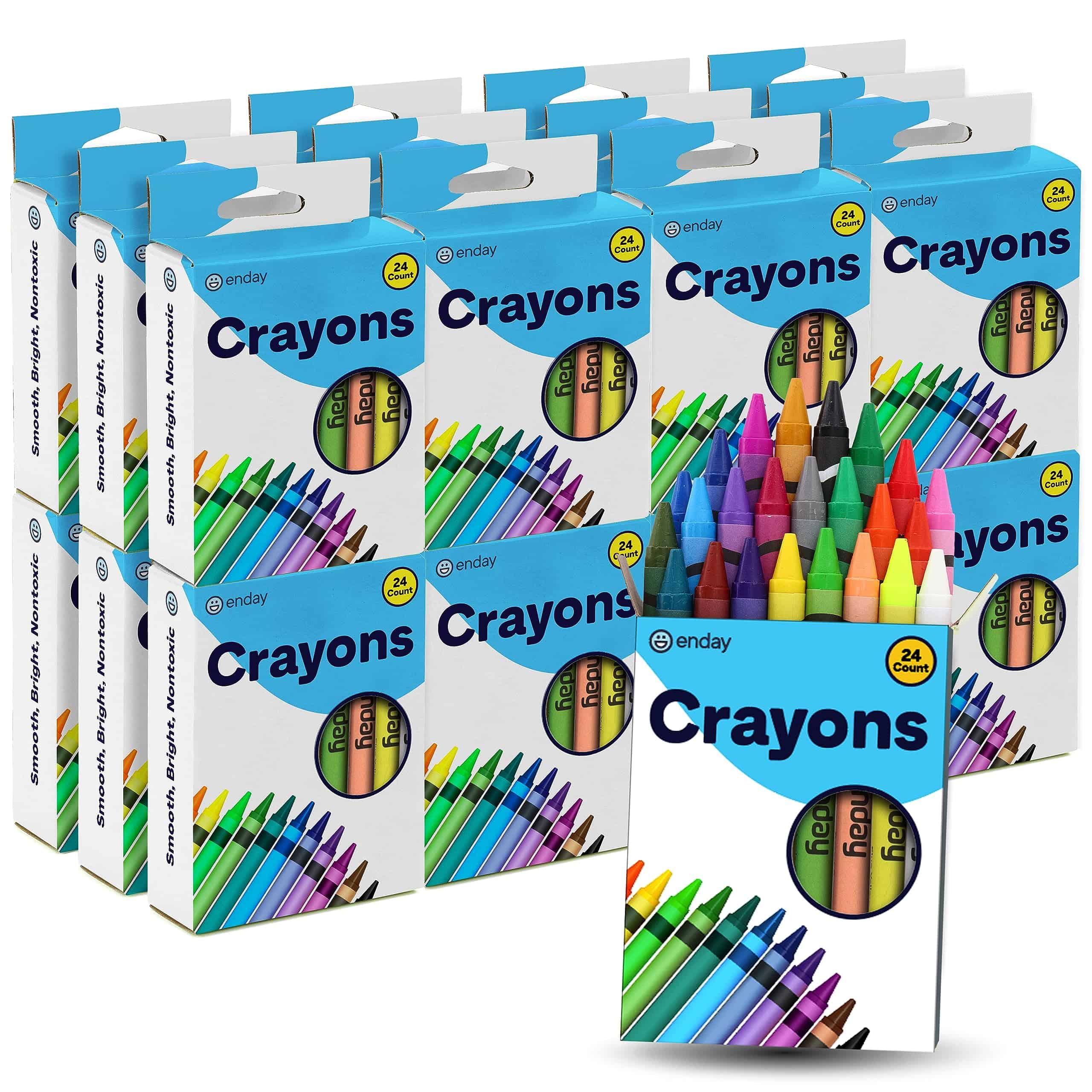 Crayones Enday 24 unidades, Caja de Crayones para Niños,